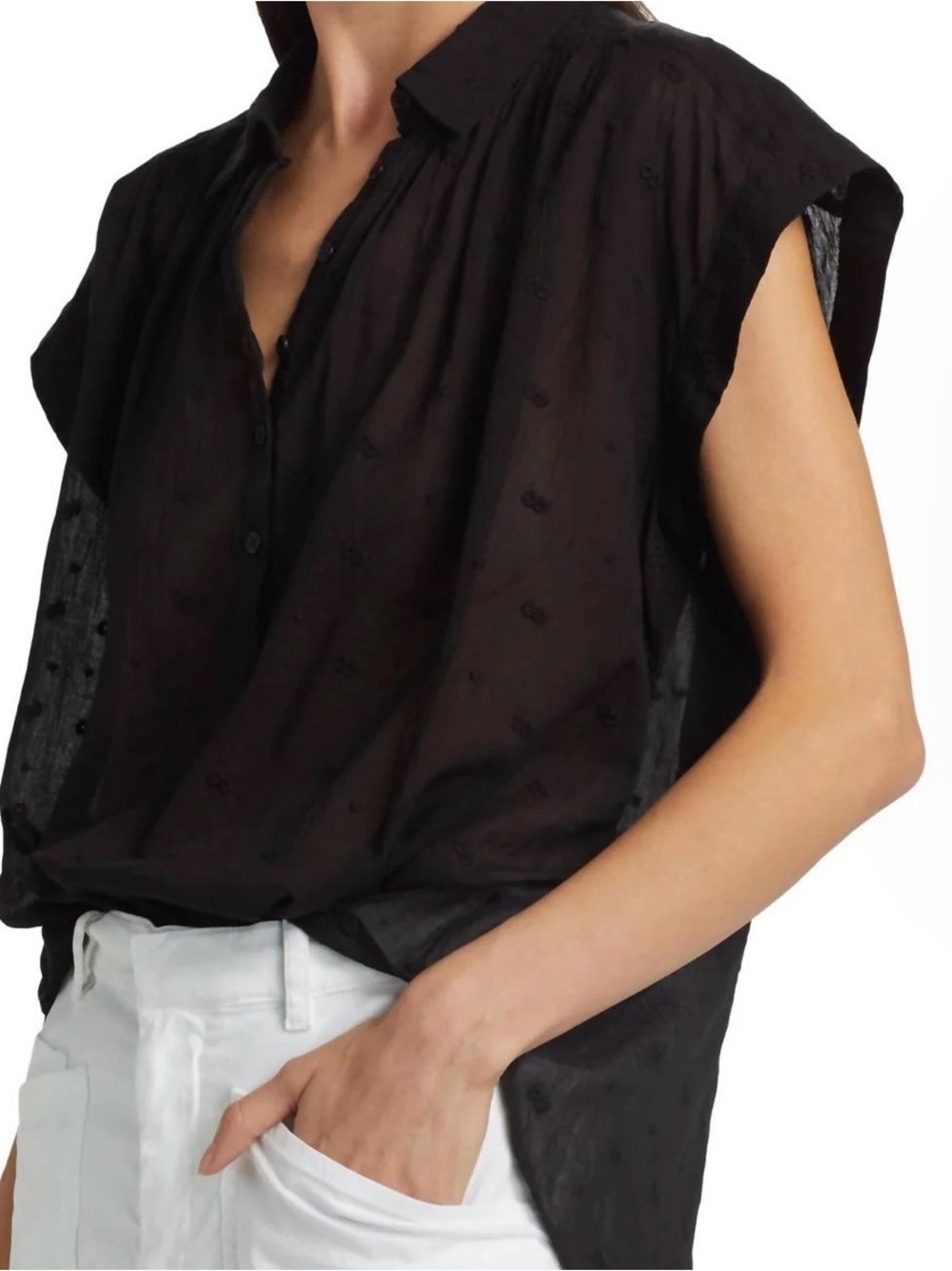 Nili Lotan Normandy embroidered blouse in Black size S